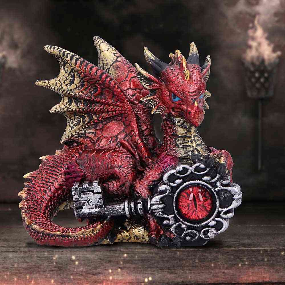 Nemesis Now - Keeper of the Key (Red) Figurine - Dragon - Rouge